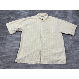 Utility Shirt Mens XL Yellow‎ Plaid Button Up Short Sleeve 100% Cotton
